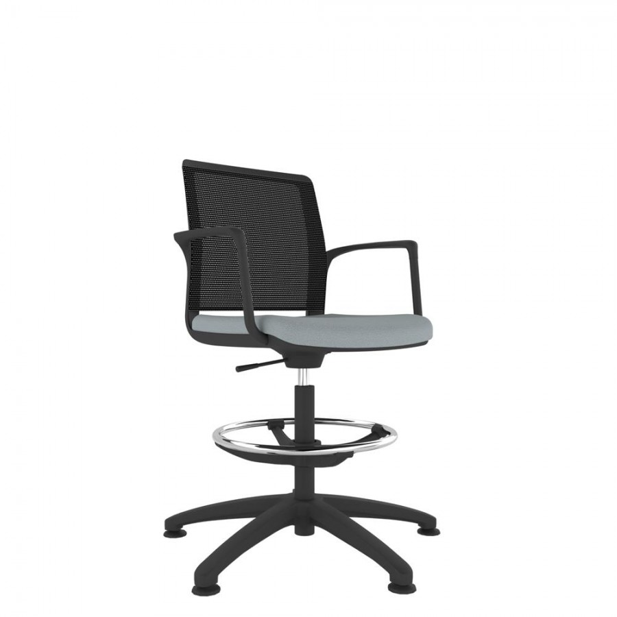 Black Shell Mesh Back Draughtsman Task Chair